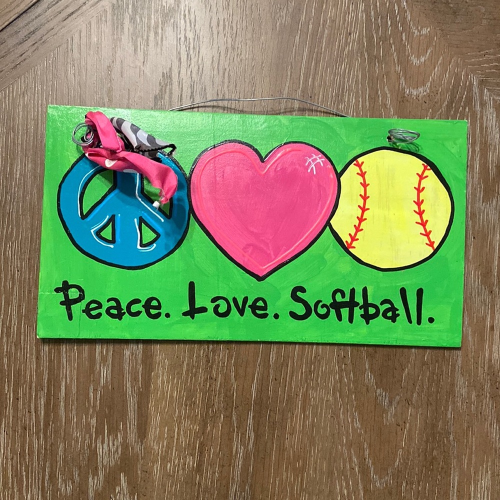 Softball wall decor hanging peace love gift